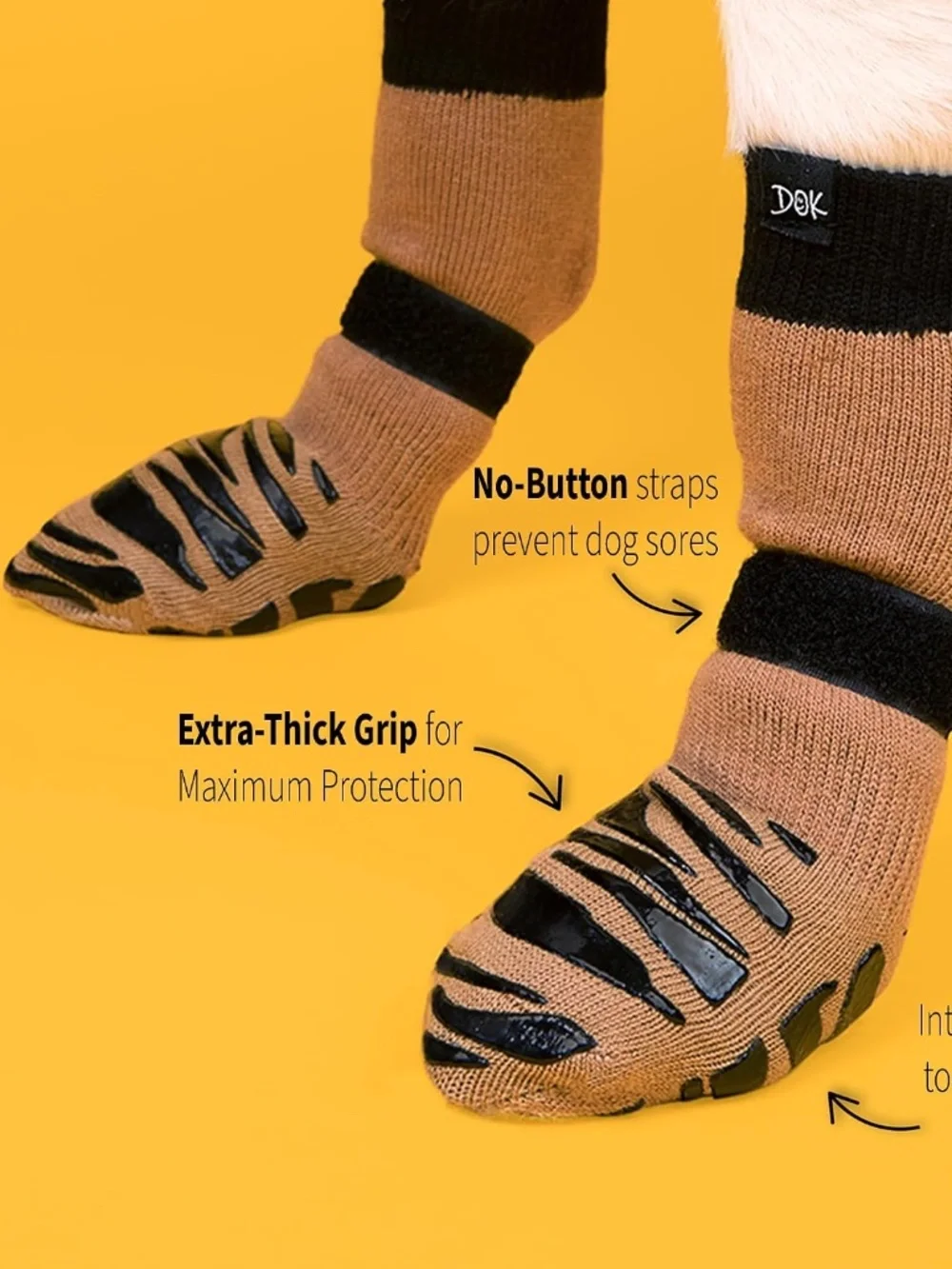 TigerToes Premium Non-Slip Dog Socks for Hardwood Floors - Extra-Thick Grip